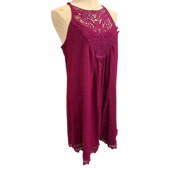 Large Xhilaration Womens Raspberry Stretch Lace Lined Shift Dress Sleeveless - Picture 3 of 10
